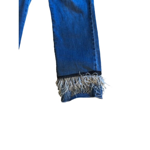 LUXE MODA Chic Embellished Denim Jeans Straight Size‎ 10 Beads Feather Med Wash - Picture 5 of 10